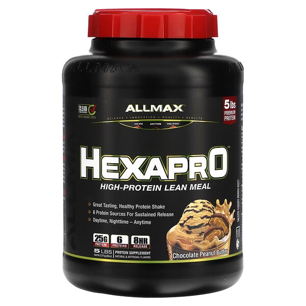 ALLMAX, Hexapro，高蛋白增肌健身粉，巧克力花生醬，5 磅（2.27 千克）