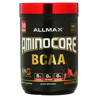 ALLMAX, AMINOCORE, BCAA, 8 G de BCAA + 0 azúcar + 0 carbohidratos, Sandía, 315 g (0,69 lb)