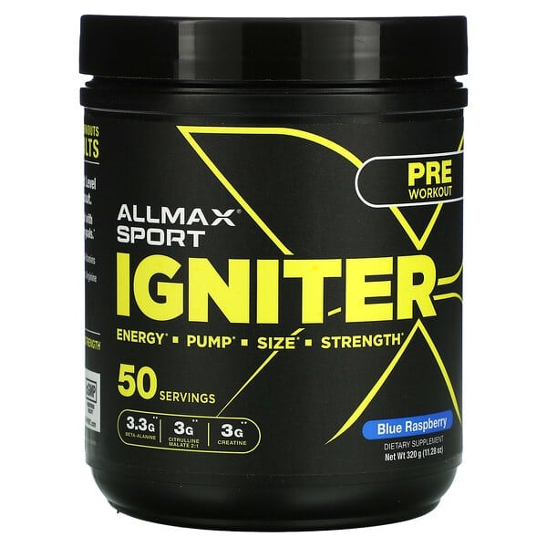 ALLMAX, Igniter, Pre-Workout, Blue Raspberry, 11.28 oz (320 g)