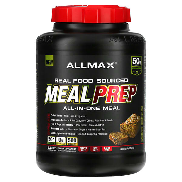 ALLMAX, Real Food Sourced Meal Prep, All-in-One Meal, Banana Nut Bread, 5.6 lb (2.54 kg)