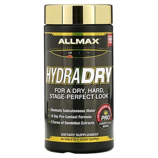 ALLMAX, HydraDry, hochwirksames Diuretikum + Elektrolytstabilisator, 84 Tabletten