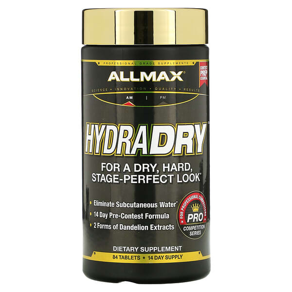 ALLMAX, HydraDry, Diurético y estabilizador de electrolitos ultrapotentes, 84 comprimidos
