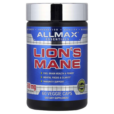 ALLMAX, Essentials, Lion's Mane, 60 Veggie Caps (300 mg Per capsule)