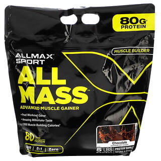 ALLMAX, Sport，All Mass，高級蛋白質粉，巧克力味，5 磅，2.27 千克（80 盎司）