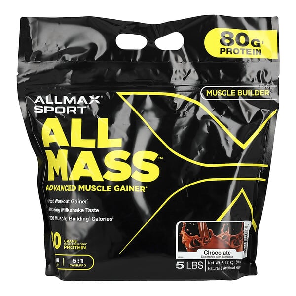 ALLMAX, 運動，ALLMASS™，高級增肌粉，巧克力味，5 磅（2.27 千克）