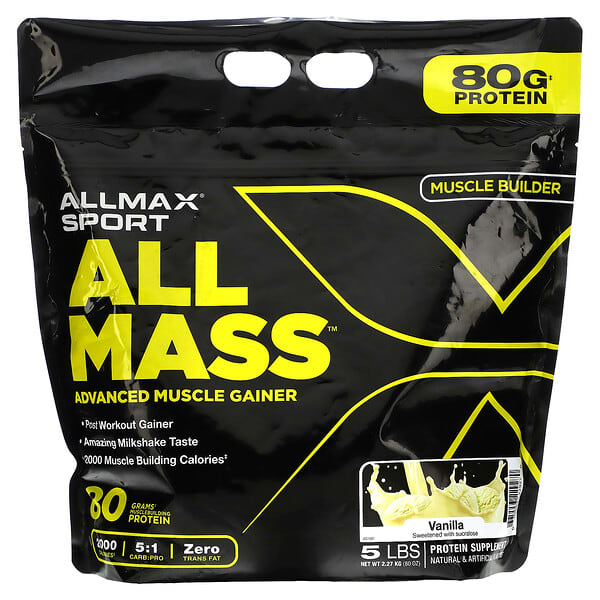 ALLMAX‏, Sport ، مكمل غذائي لتعزيز العضلات ، بنكهة الفانيليا ، 5 رطل ، 2.27 كجم (80 أونصة)