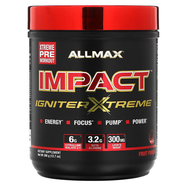 ALLMAX, IMPACT（インパクト）イグナイターエクストリーム、プレワークアウト、フルーツポンチ味、360g（12.7オンス）