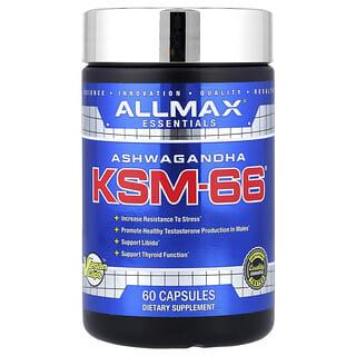 ALLMAX, Essentials, Ginseng indio KSM-66, 60 cápsulas vegetales (300 mg por cápsula)
