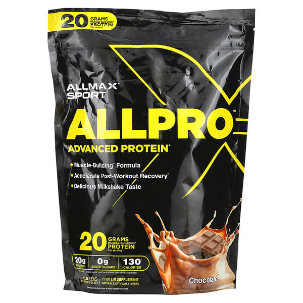 ALLMAX, スポーツ、ALLPRO（オールプロ）アドバンスドプロテイン、チョコレート、680g（1.5ポンド）