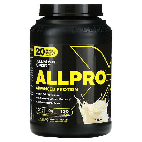 ALLMAX, スポーツ、ALLPRO（オールプロ）アドバンスドプロテイン、バニラ、1,453g（3.2ポンド）