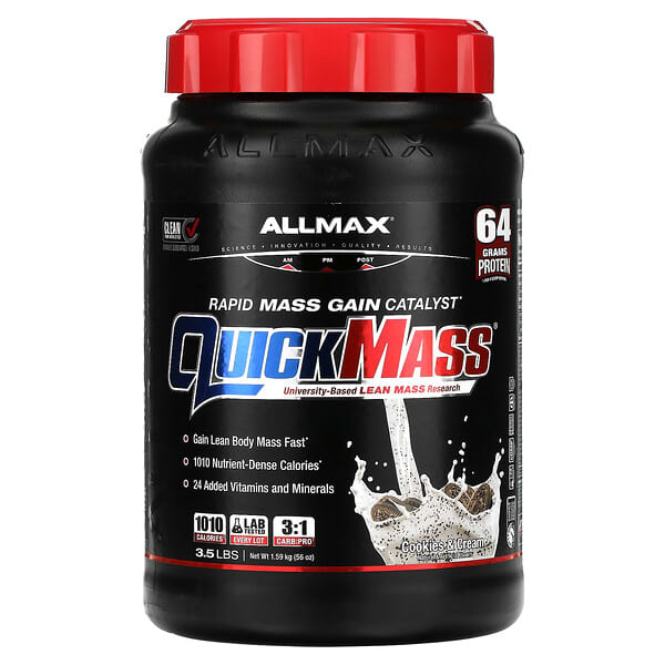 ALLMAX, QuickMass（クイックマス）、ラピッドマスゲインカタリスト、クッキー＆クリーム、1.59kg（3.5ポンド）