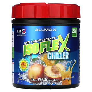 ALLMAX, Enfriador Isoflex, Aislado de proteína de suero de leche, Sensación de cítricos y melocotón`` 425 g (1 lb)