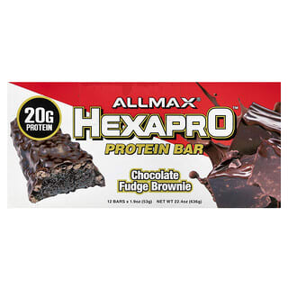 ALLMAX, Hexapro™, Eiwitreep, Chocolade Fudge Brownie, 12 Repen, 1,9 oz (53 g) Elk