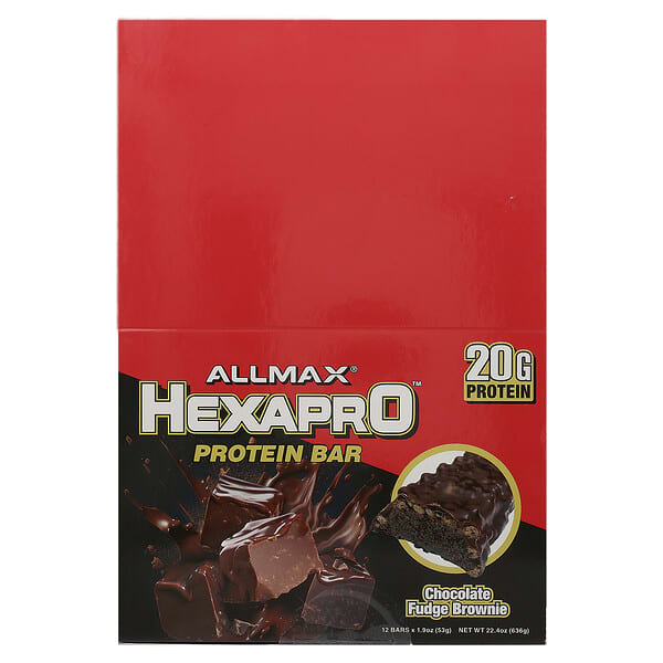 ALLMAX, Hexapro 蛋白棒，巧克力軟糖布朗尼，12 根，每根 1.9 盎司（53 克）