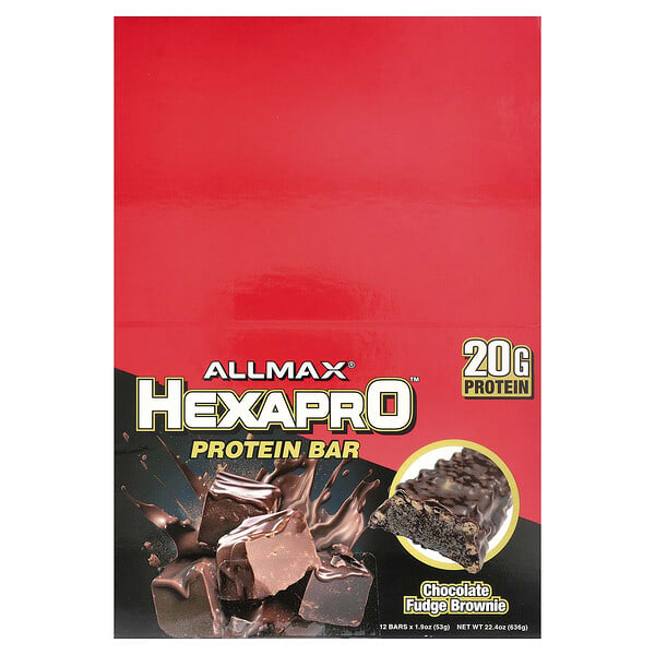 Hexapro™, Protein Bar, Chocolate Fudge Brownie, 12 Bars, 1.9 oz (53 g) Each