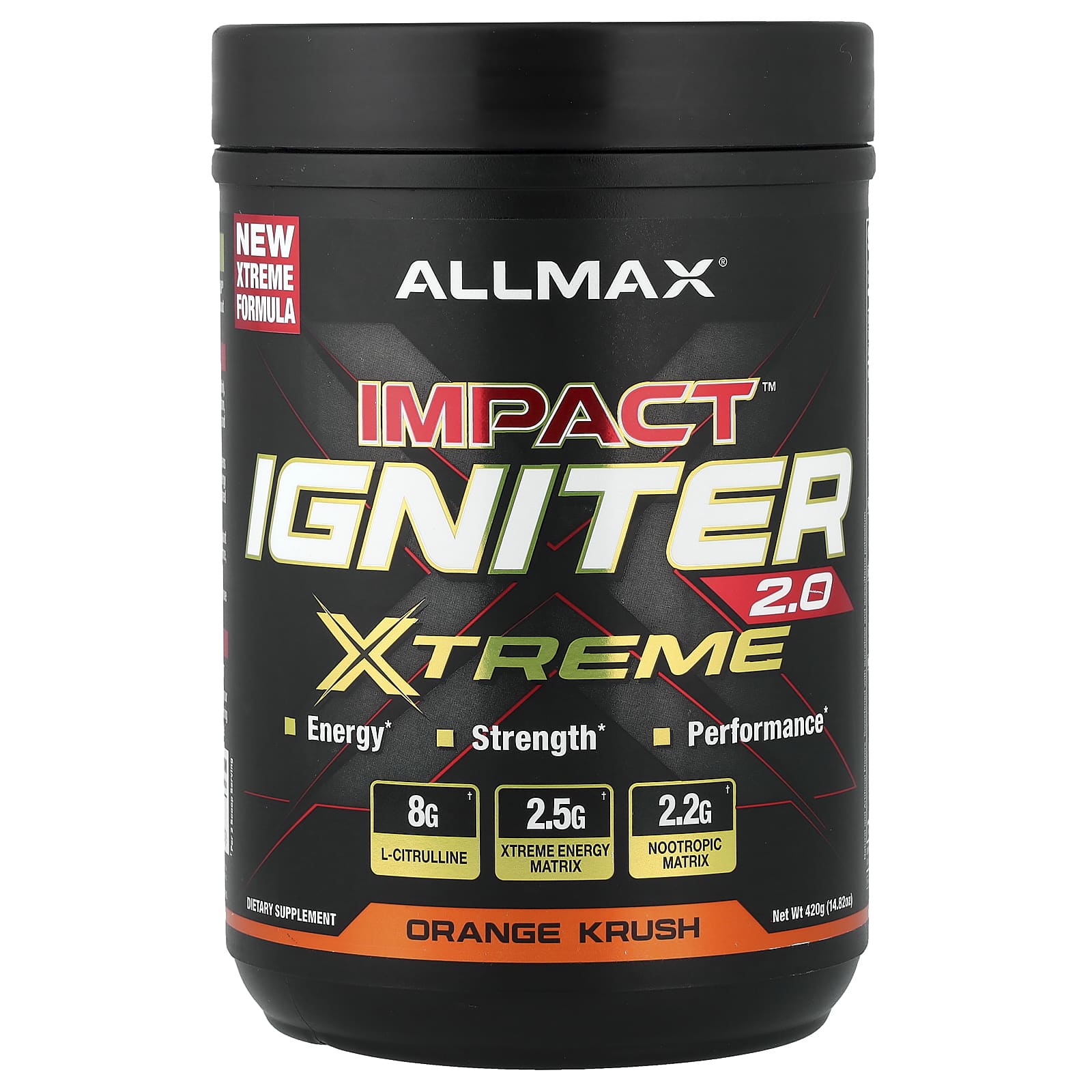 ALLMAX, Impact™ Igniter Xtreme 2.0, со вкусом апельсина, 420 г (14,82 унции)