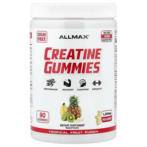 ALLMAX, Creatine Gummies, Tropical Fruit Punch, 1,250 mg, 90 Gummies