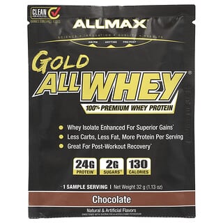 ALLMAX, Gold All Whey, Protéines de lactosérum 100 % premium, Chocolat, 32 g