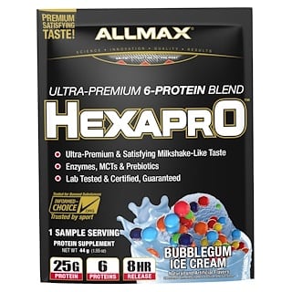 ALLMAX, Hexapro, Ultra-Premium 6-Protein Blend, Bubble Gum Ice Cream, 1 Sample Serving, 1.55 oz (44 g)