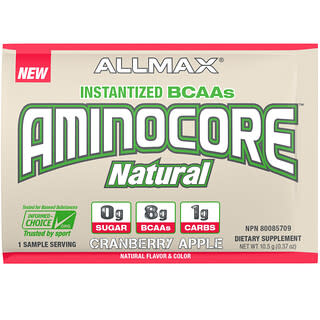 ALLMAX, AMINOCORE Natural, Instantized BCAAs, Cranberry Apple, 10.5 g (0.37 oz)