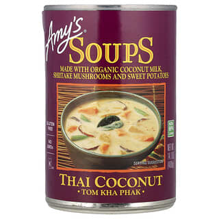 Amy's, Polievky, thajský kokos, Tom Kha Phak, 14,1 oz (400 g)