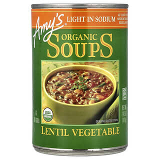 Amy's, Organic Soups, Lentil Vegetable, Light in Sodium, 14.5 oz (411 g)