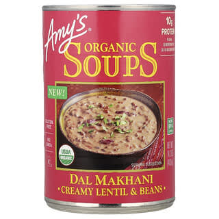 Amy's, Organiczne zupy, Dal Makhani, kremowa soczewica i fasola, 403 g
