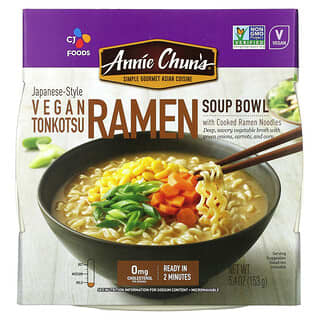 Annie Chun's, 라면 수프 그릇, 일본식 비건 돈코츠, 마일드, 153g(5.4oz)