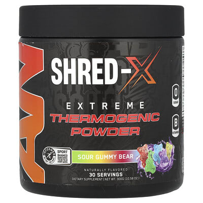 ABE, Shred-X, Extra Strength Thermo Powder, Sour Gummy Bears, 10.58 oz (300 g)