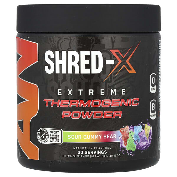 Shred-X, Extreme Thermogenic Powder, Sour Gummy Bear, 10.58 oz (300 g)