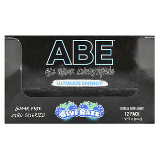 ABE, Máxima energía, Razz azul, 12 paquetes, 60 ml (2 oz. líq.) cada uno