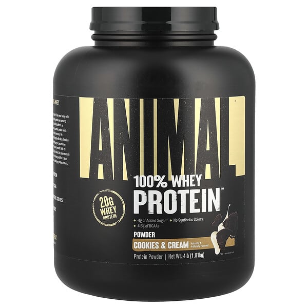 Animal, 100% Whey Protein™ 파우더, 쿠키 앤 크림, 1.81kg(4lb)