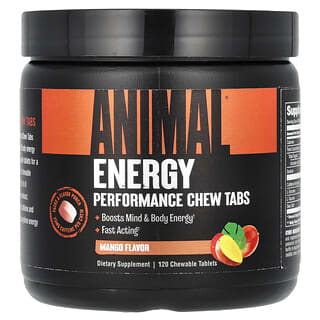 Animal, жевательные таблетки для повышения уровня энергии, со вкусом манго, 120 жевательных таблеток