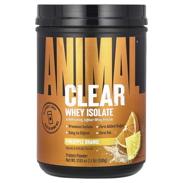Animal, 클리어 분리유청, 파인애플 오렌지, 500g(1.1lb)