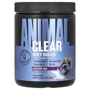 Animal, Clear, Whey Isolate, Molkenproteinisolat, Heidelbeere-Açaí-Beere, 125 g (0,27 lb.)
