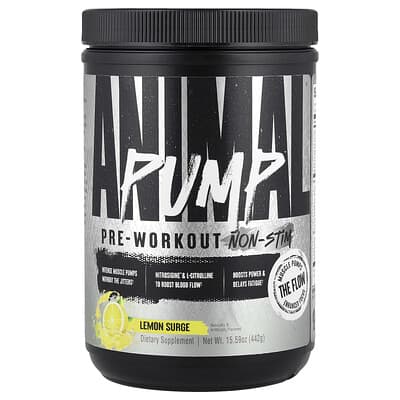Animal, Pump™ Pre-Workout Formula, Non-Stimulant, Lemon Surge, 15.59 oz (442 g)