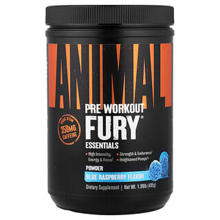 Animal, Fury® Essentials, Pre Workout, Blue Raspberry, 1.09 lb (495 g)