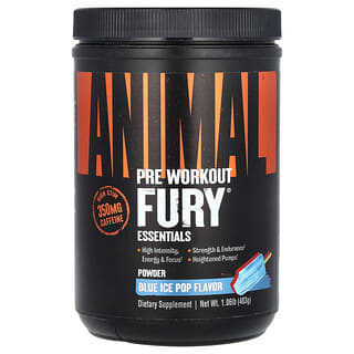 Animal, Fury Essentials, Pre Workout, Pre-Workout, Blue Ice Pop, 483 g (1,06 lbs.)