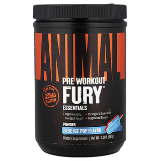 Animal, Fury® Essentials, Pre Workout, Blue Ice Pop, 1.06 lbs (483 g)