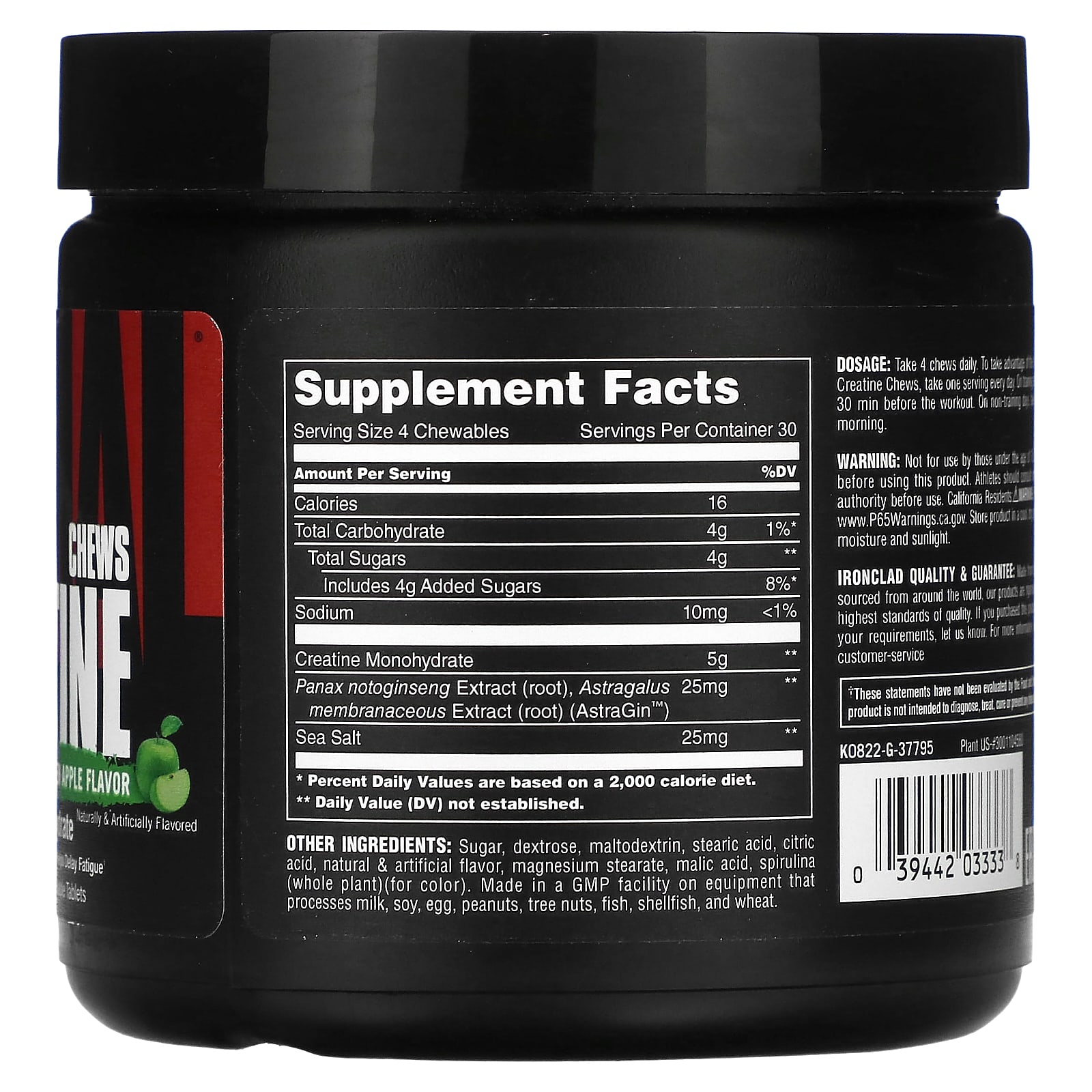 Animal, Creatine Chews, Green Apple, 120 Chewable Tablets