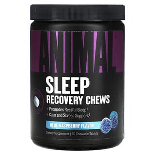Animal, жевательные таблетки для восстановления сна, голубая малина, 60 жевательных таблеток
