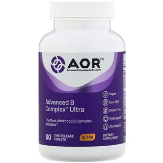 Advanced Orthomolecular Research AOR, Advanced B Complex Ultra, 60 Tabletten mit zeitverzögerter Freisetzung