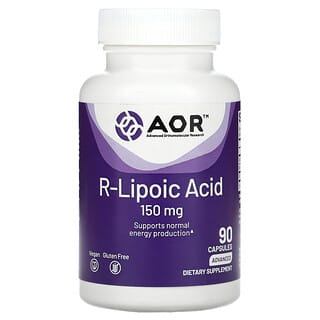 Advanced Orthomolecular Research AOR, Ácido R-lipoico, 150 mg, 90 cápsulas
