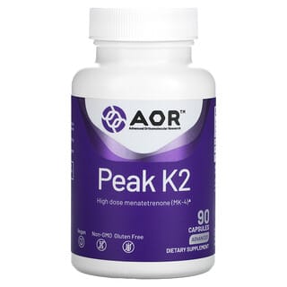 Advanced Orthomolecular Research AOR, Peak K2, 90 cápsulas vegetarianas