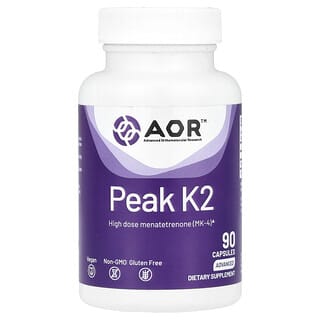 Advanced Orthomolecular Research AOR, 피크 K2, 90 식물성 캡슐