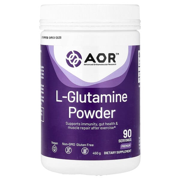 Advanced Orthomolecular Research AOR, L-글루타민 분말, 프리미엄, 450g