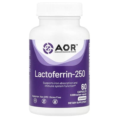 Advanced Orthomolecular Research AOR, Lactoferrin-250, 60 Veg Capsules