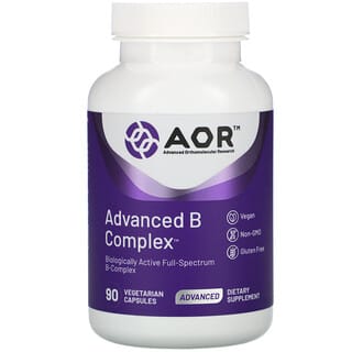 Advanced Orthomolecular Research AOR, Advanced B Complex, улучшенный комплекс витаминов группы В, 90 растительных капсул