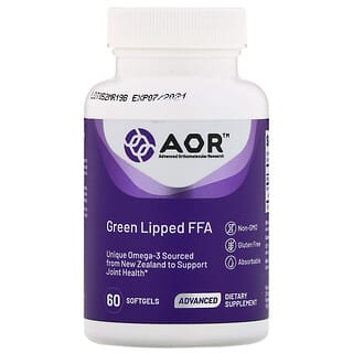 Advanced Orthomolecular Research AOR, Acides gras libres de moule verte de Nouvelle-Zélande, 60 capsules à enveloppe molle