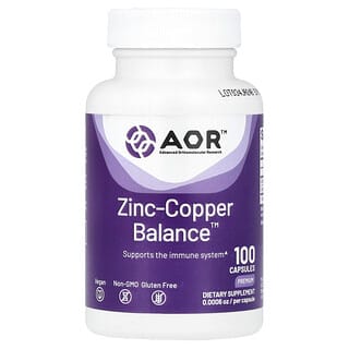 Advanced Orthomolecular Research AOR, Zin-Copper Balance, 100 cápsulas vegetarianas